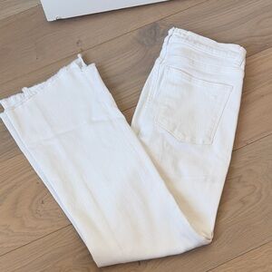 DL1961 Women's White Straight-Leg Jeans with Raw Hem